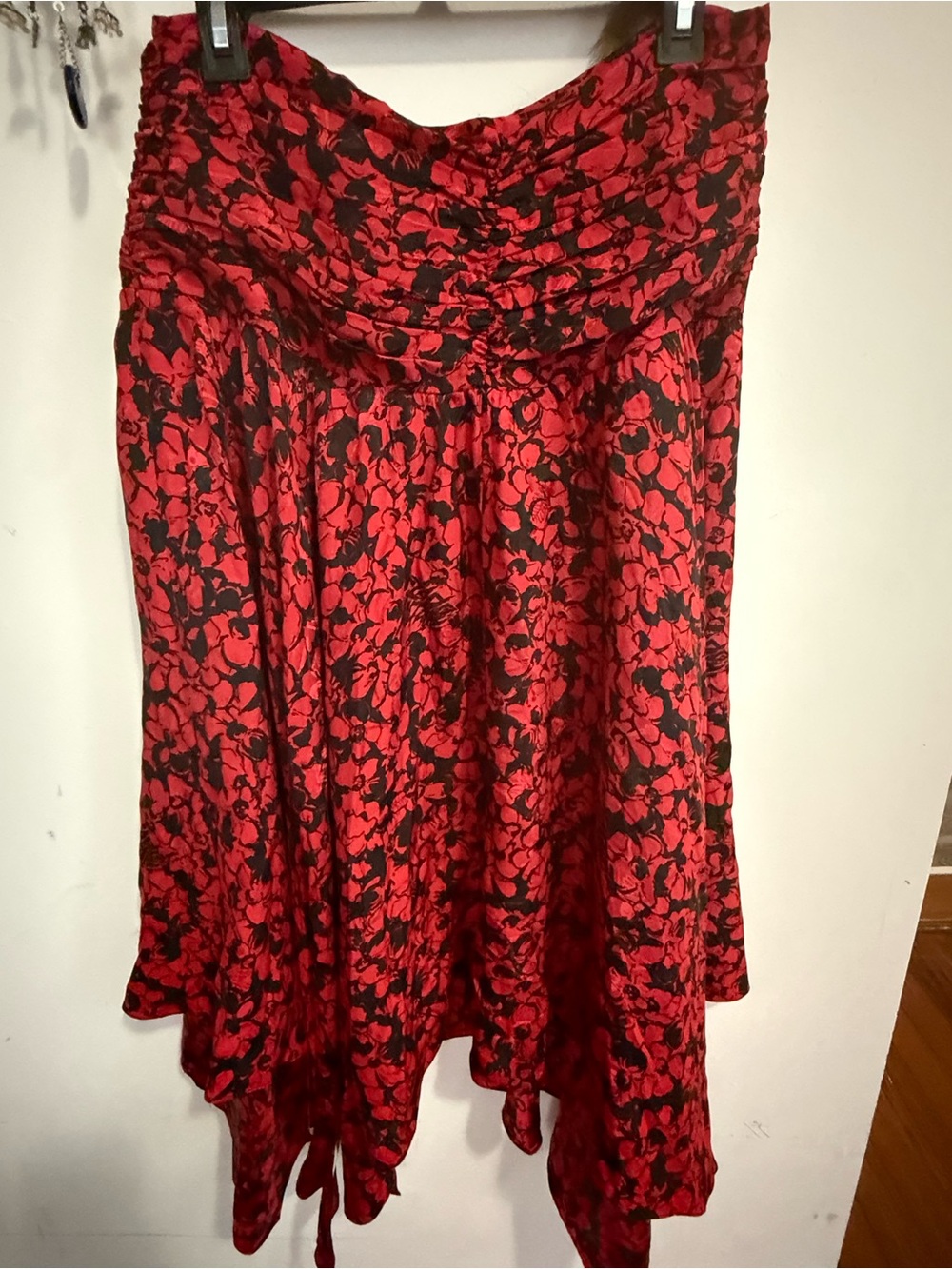 NWT Zadig & Voltaire DÉFILÉ AW21 Red/Black Floral Asymmetrical Draped Skirt